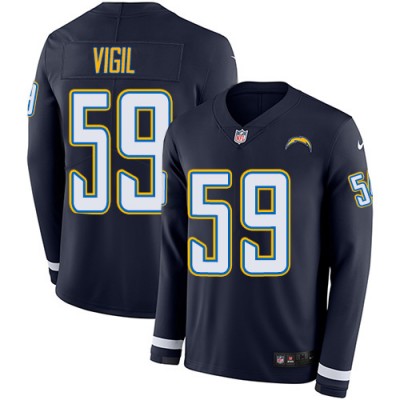 Nike Los Angeles Chargers #59 Nick Vigil Navy Blue Team Color Men's Stitched NFL Limited Therma Long Sleeve Jersey Men's